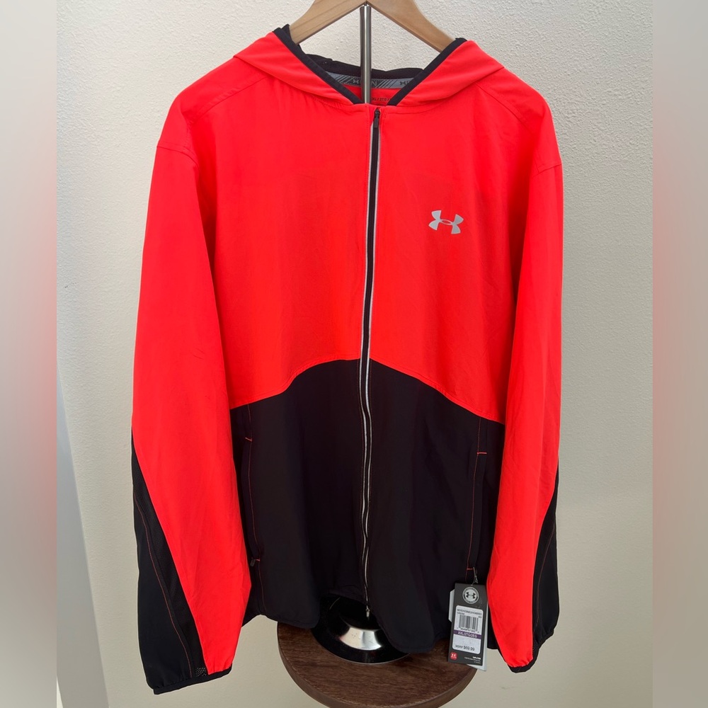 Under Armour Black and Red Mens Zip Hoodie - XXL